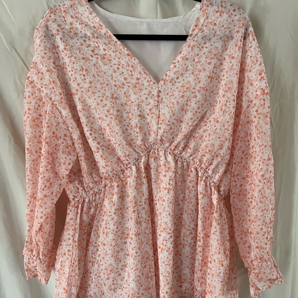 Floral V-Neck Women's Top - Orange